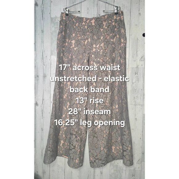 Feather Bone Viivi Lane Overlay Romantic Wideleg Palazzo Pull On Pants Sz. LP - Picture 3 of 7